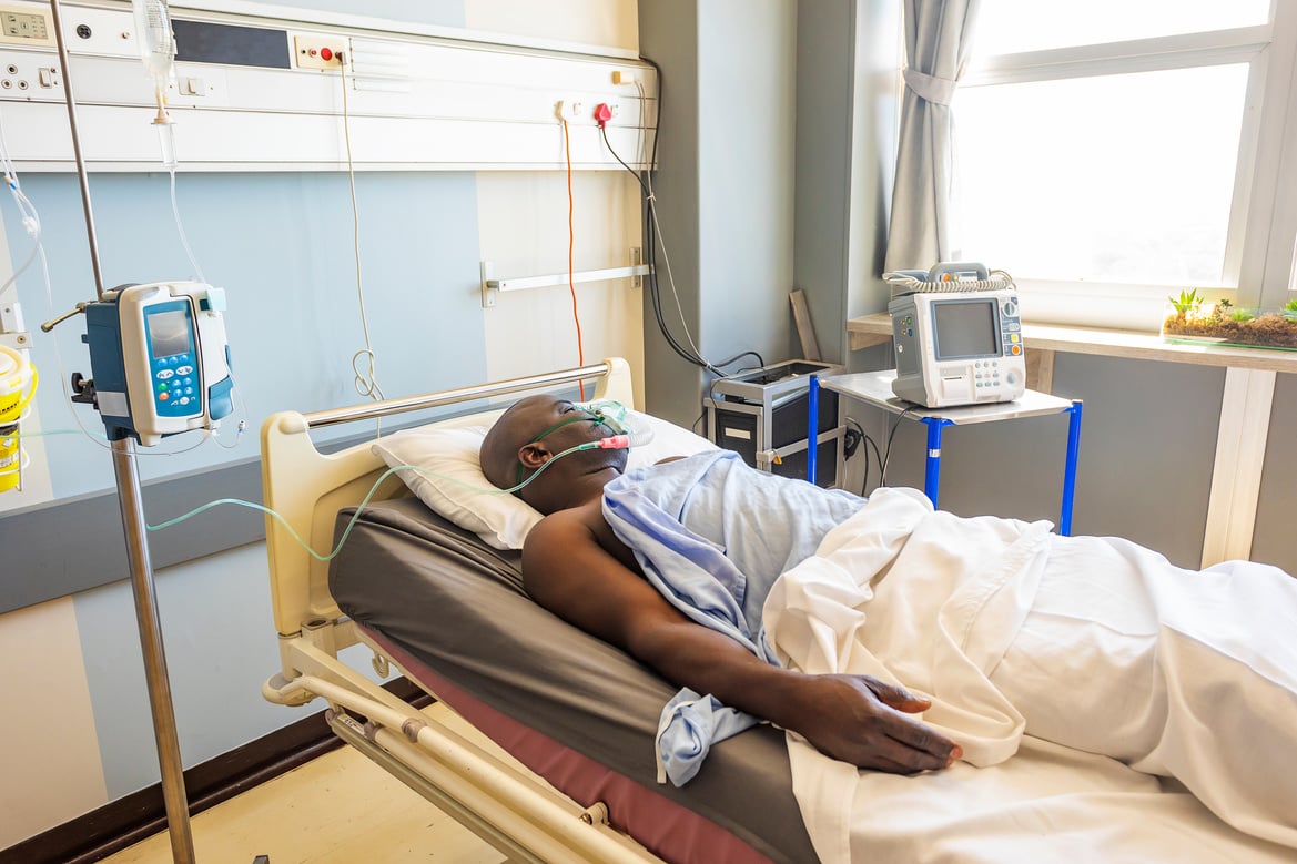 Sick African Man in Hospital